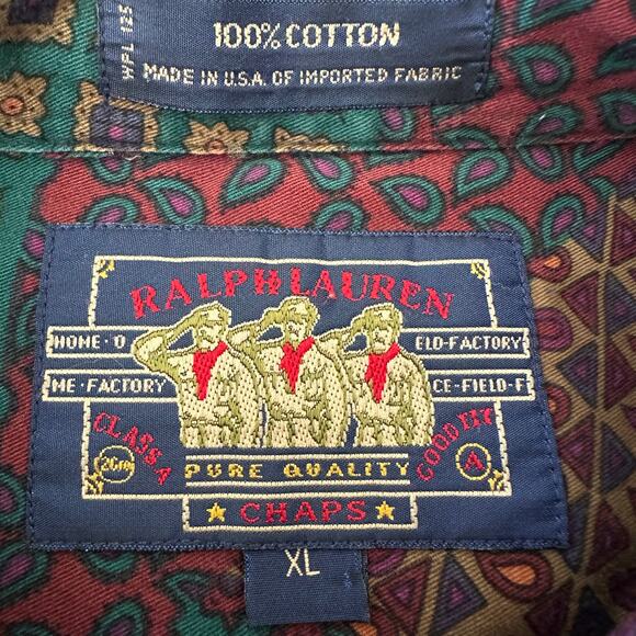 Vintage Ralph Lauren Chaps button up long sleeve paisley patchwork XL shirt men - Picture 2 of 8